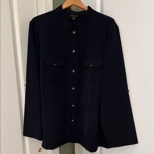 J. Jill Wearever Navy Light Weight Jacket with Cinched Waist and Tab Sleeve 3X
